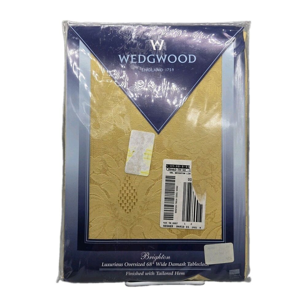 WEDGWOOD Formal Traditions Brighton Damask Gold 68x104 Rectangle Tablecloth New